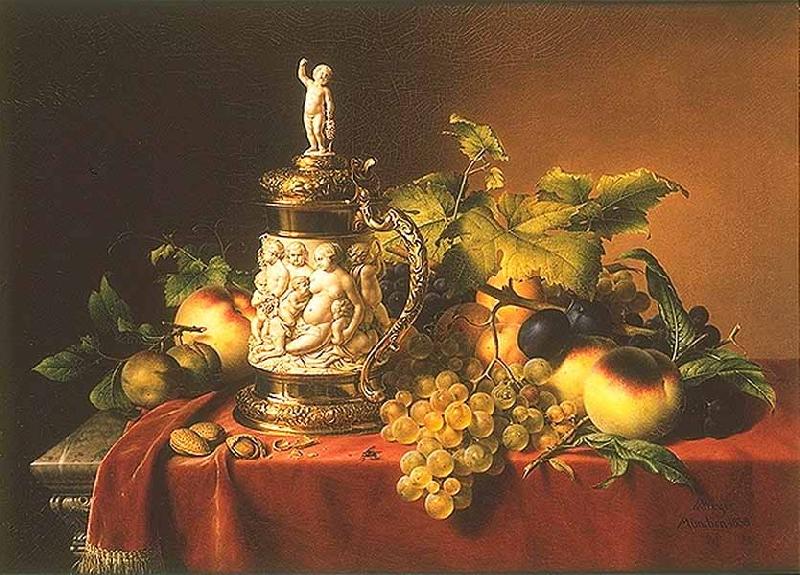 Johann Wilhelm Preyer Dessertfruchte mit Elfenbeinhumpen Sweden oil painting art